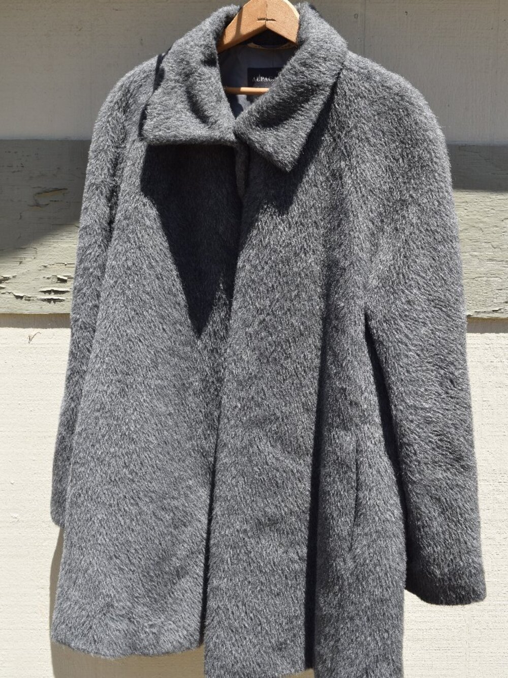 Alpaca 111 Suri Alpaca Wool Shaggy Long Hair Fur Coat Jacket Gray Large L Peru